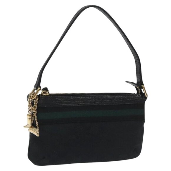 GUCCI GG Canvas Sherry Line Accessory Pouch Black Khaki 145970 Auth KD125V - Picture 1 of 14
